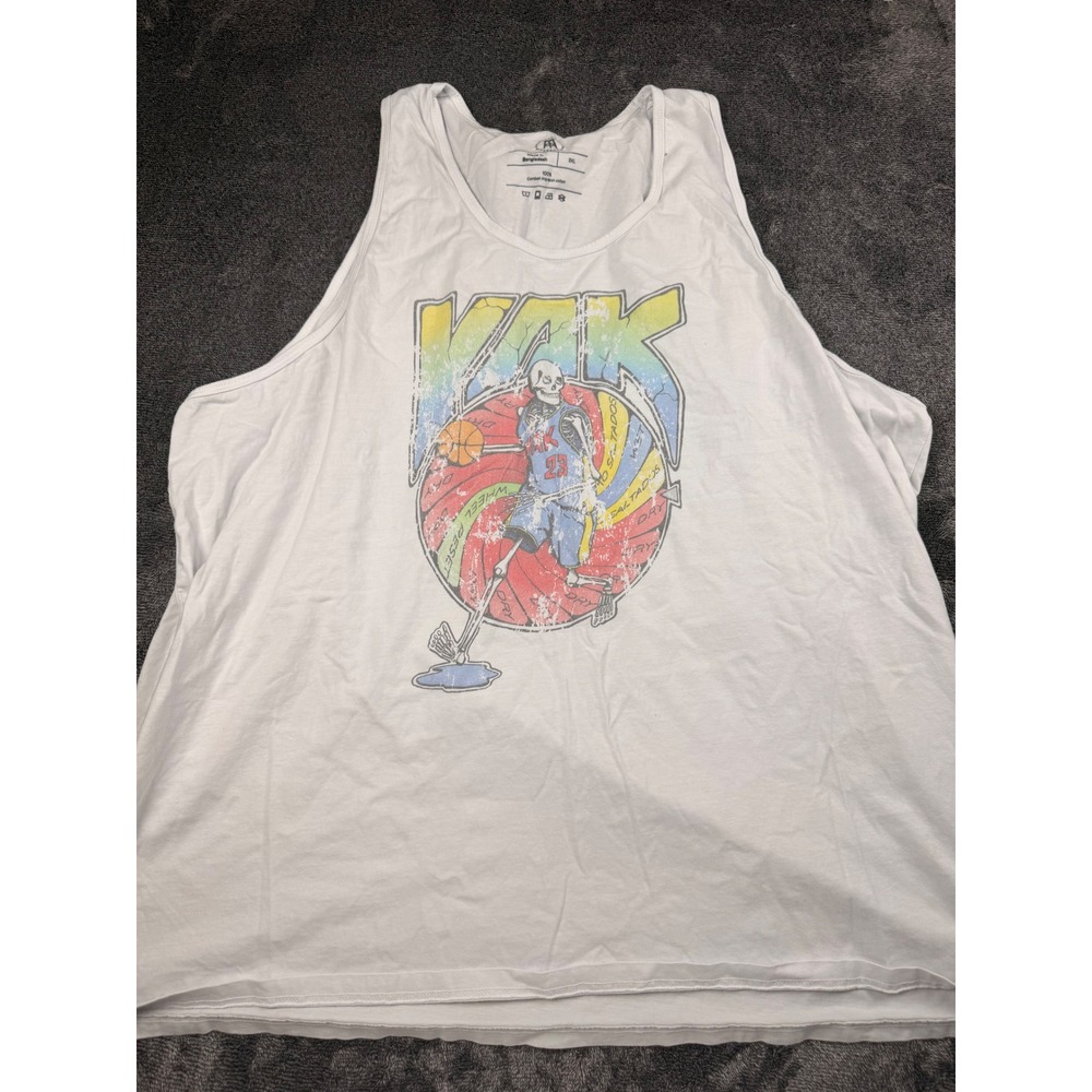 Barstool Sports VIVA Skeleton Basketball Graphic Tank Top White‎ Mens 3XL